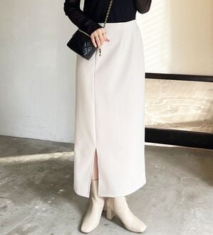 GeeRA（ジーラ）の「楽ちん！滑らか美ラインダンボールナロースカート（ロングスカート）」｜アイボリー