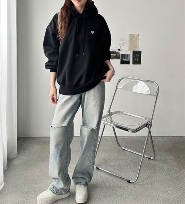 GeeRA（ジーラ）の「ハート刺繍裏起毛スウェットパーカー（パーカー）」｜詳細画像