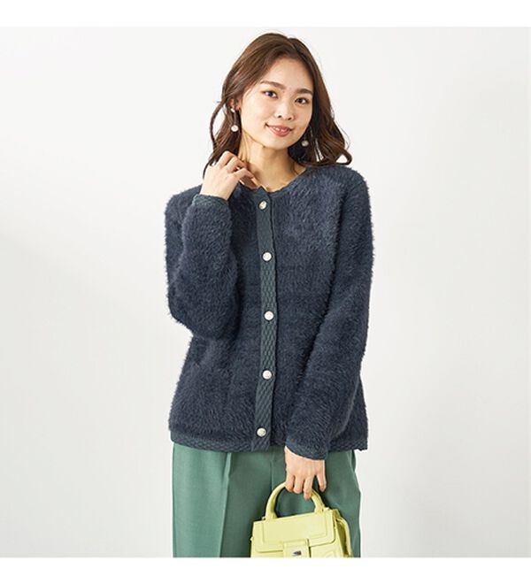 BELLUNA（ベルーナ）の「シャギーニット素材編地使いカーディガン（ニットカーディガン）」｜詳細画像
