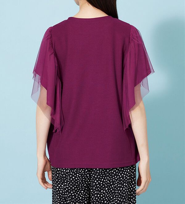 BELLUNA（ベルーナ）の「チュール使いフリル袖プルオーバー（カットソー）」｜詳細画像