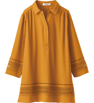 BELLUNA（ベルーナ）の「袖＆裾レース使いシャツチュニック（チュニック）」