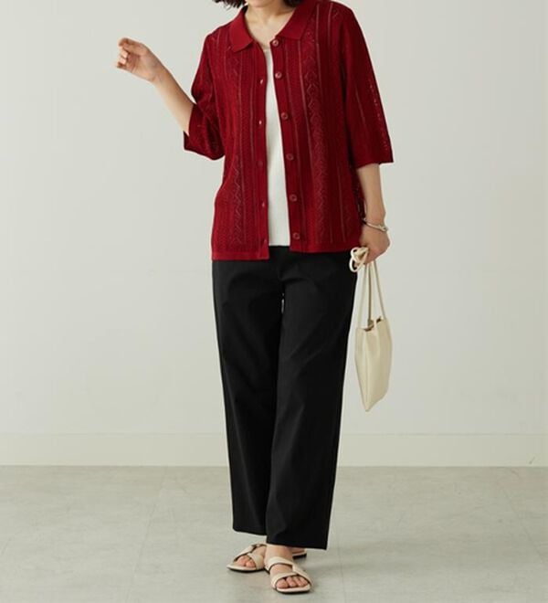 BELLUNA（ベルーナ）の「のびのびストレッチ美脚ストレートパンツ（ワイドパンツ・ガウチョ）」｜詳細画像