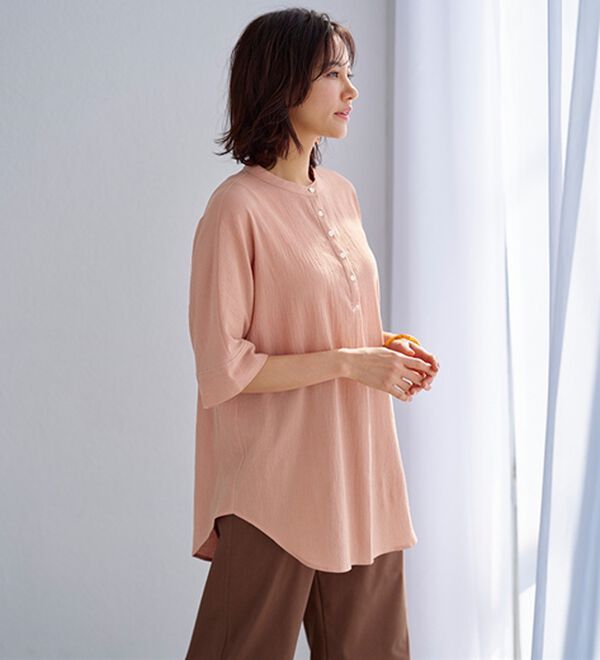 BELLUNA（ベルーナ）の「綿１００％ワッシャー素材ゆったりドルマンブラウス（ブラウス）」｜詳細画像