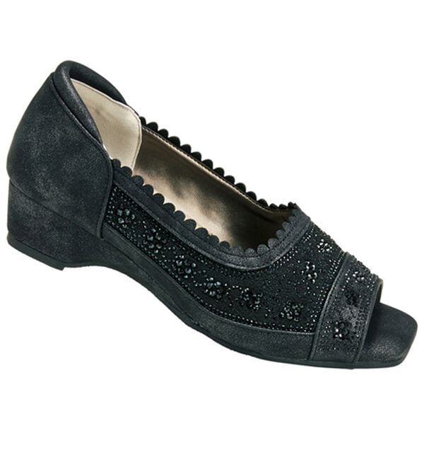 BELLUNA（ベルーナ）の「きらめきビジューのオープントゥパンプス（パンプス）」｜ブラック