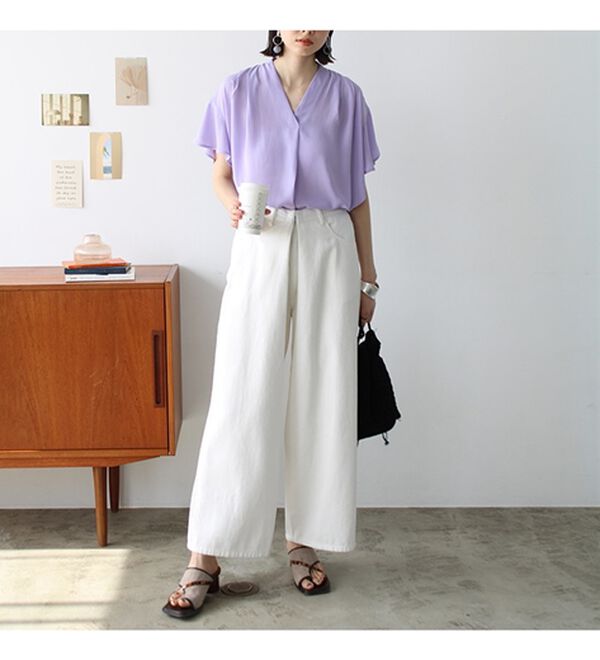 GeeRA（ジーラ）の「サラサラ涼しい！着やせも叶うフレアー袖ブラウス（ブラウス）」｜詳細画像