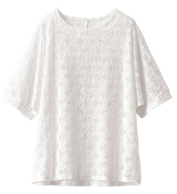 BELLUNA（ベルーナ）の「総レース素材ドルマンプルオーバー（カットソー）」｜オフ白