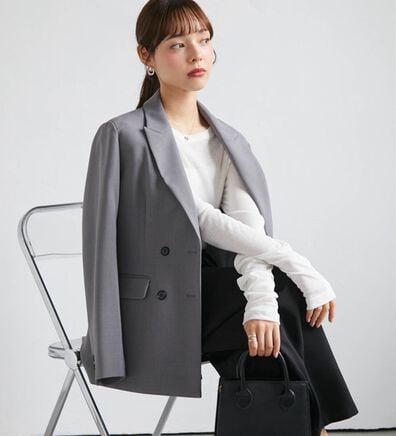 RANAN（ラナン）の「洗える！ウール調ピークドラペルジャケット（テーラードジャケット）」