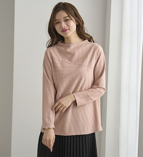 BELLUNA（ベルーナ）の「波柄ジャカード切替デザインプルオーバー（カットソー）」｜詳細画像