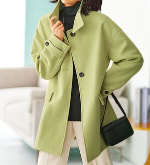 BELLUNA（ベルーナ）の「ウール調スタンド衿ミドル丈コクーンコート（ハーフコート）」｜詳細画像