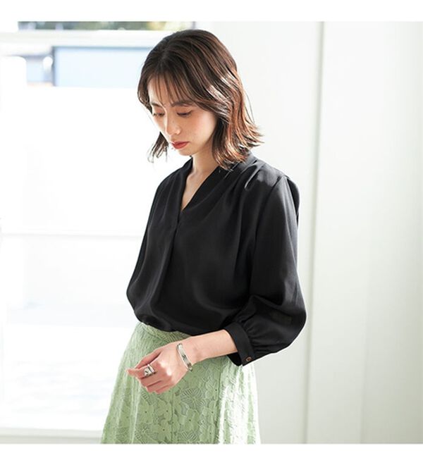 GeeRA（ジーラ）の「シルエットきれい！上品7分袖デザインブラウス（ブラウス）」｜詳細画像