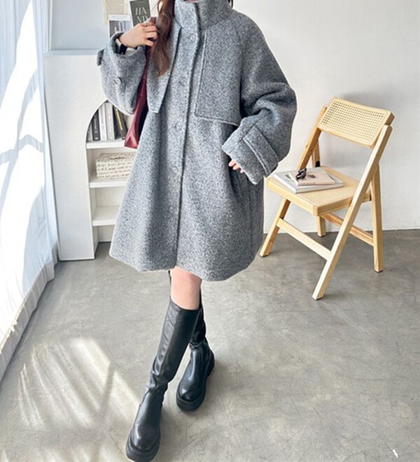 GeeRA（ジーラ）の「リングウールライクスタンドカラーコート（ハーフコート）」｜詳細画像