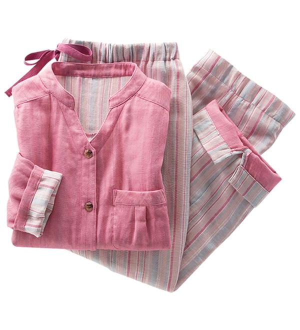 LAVIENNE（ラヴィエンヌ）の「【オーガニックコットン使用】綿１００％Ｗガーゼのルームパジャマ（パジャマ・ルームウェア）」｜詳細画像