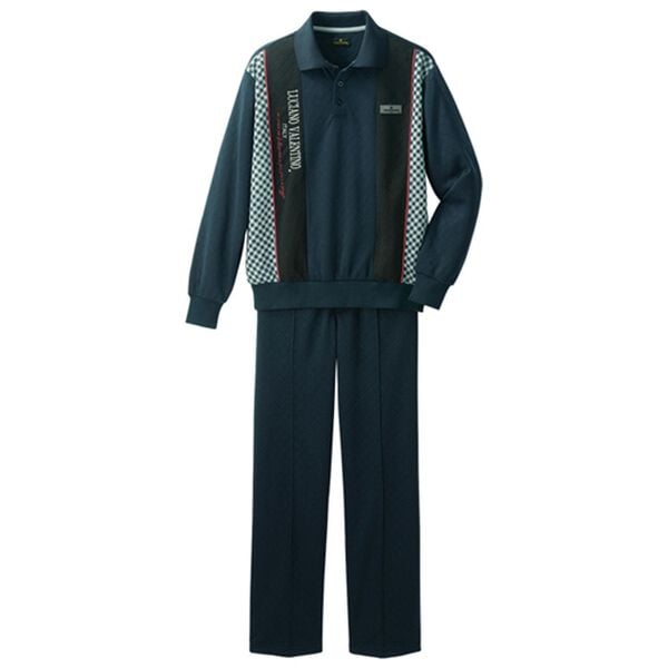 「【２着組】＜ルチアーノ・ヴァレンティノ＞やわらかキルトのポロ衿ホームスーツ（メンズルームウェア）」｜詳細画像