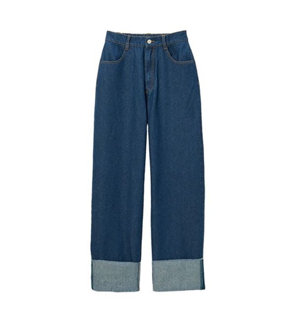 GeeRA（ジーラ）の「ワイドストレートロールアップデニムパンツ（フルレングスパンツ）」｜詳細画像