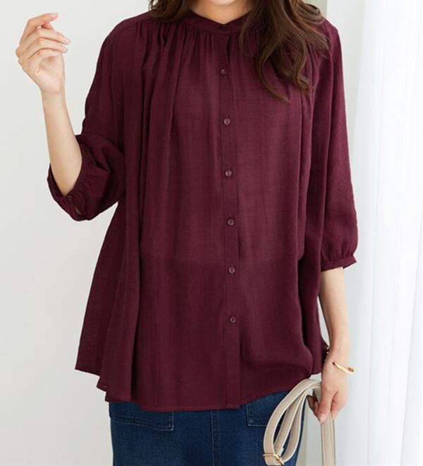 BELLUNA（ベルーナ）の「スラブ素材ギャザーデザインブラウス（ブラウス）」｜詳細画像