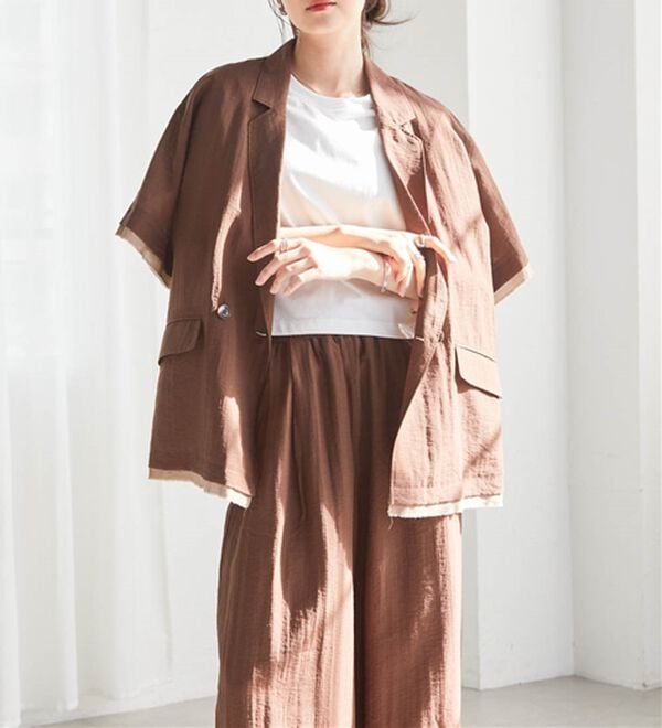 RANAN（ラナン）の「ハーフスリーブシアーシャツジャケット（テーラードジャケット）」｜詳細画像