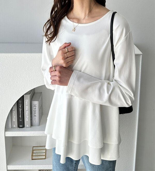 GeeRA（ジーラ）の「きれいめポンチペプラムティアードカットソー（カットソー）」｜詳細画像