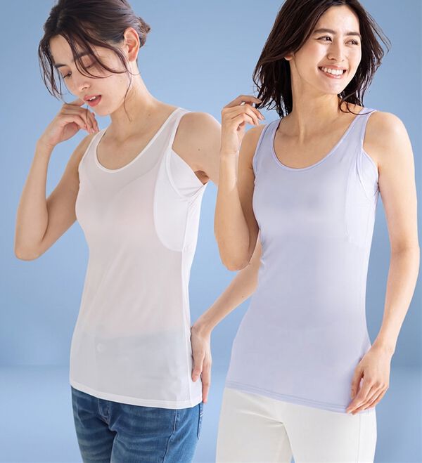 LAVIENNE（ラヴィエンヌ）の「【暑がりさん必見！】瞬間ひんやり冷感！タンクトップインナー＜さらりラボ＞（肌着・インナーウェア）」｜詳細画像