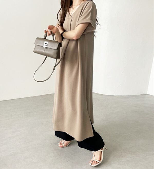 GeeRA（ジーラ）の「ひんやり快適！ジャカードスキッパーワンピ（カットソーワンピース）」｜詳細画像