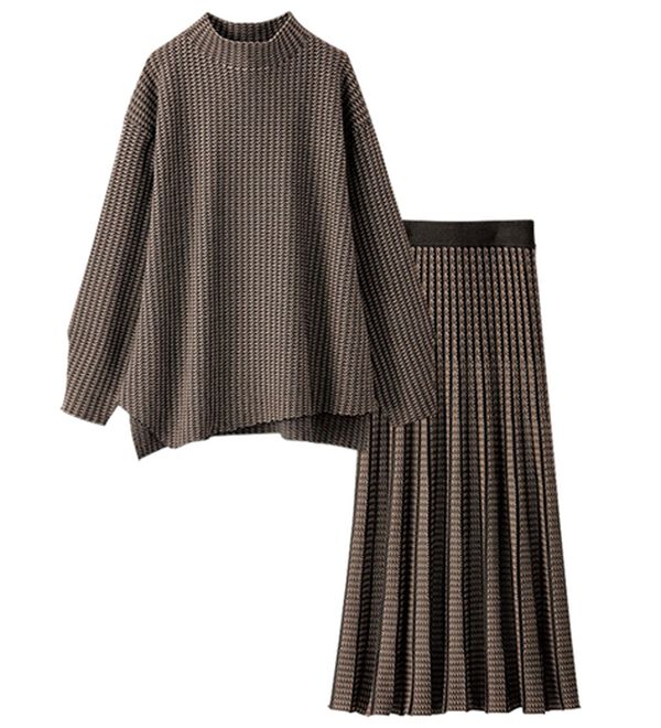 BELLUNA（ベルーナ）の「幾何柄ジャカードニットセットアップ（セットアップ）」｜詳細画像