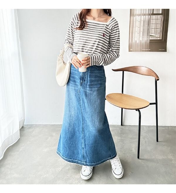 GeeRA（ジーラ）の「バックスリットデニムロングスカート（ロングスカート）」｜詳細画像