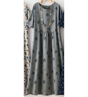 ルフラン（ルフラン）の「お出かけにも便利！選べるロングワンピース（ロングワンピース）」｜グレー系花柄