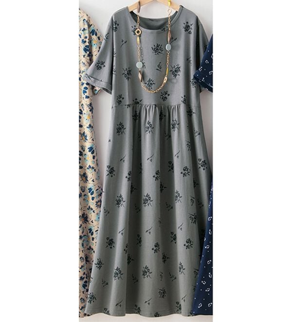 ルフラン（ルフラン）の「お出かけにも便利！選べるロングワンピース（ロングワンピース）」｜グレー系花柄