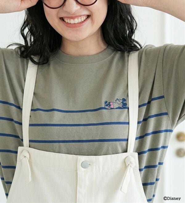 BELLUNA（ベルーナ）の「＜Ｄｉｓｎｅｙ＞【ミッキー】ボーダープリントボックスシルエットTシャツ（カットソー）」｜詳細画像