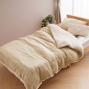 iellio（イエリオ）の「もこもこボアとフランネルの毛布にもなるあったか布団カバー＜フランネル・北欧調・肌ざわり＞（掛布団カバー）」｜ベージュ