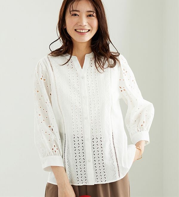 BELLUNA（ベルーナ）の「花柄レース切替デザインブラウス（ブラウス）」｜詳細画像