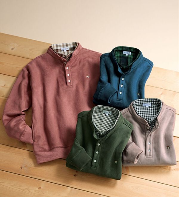 「＜アーノルド　パーマー＞スエード調ダブル衿トレーナー（メンズトレーナー）」｜詳細画像