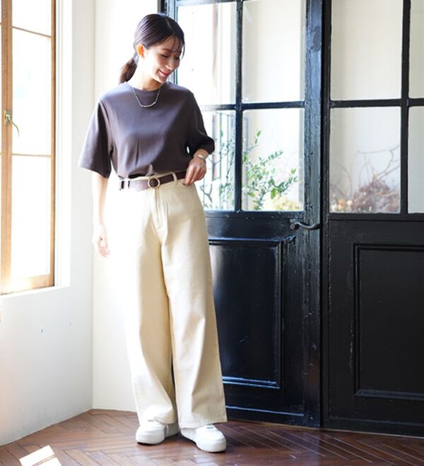 A HAPPY MARILYN（アハッピーマリリン）の「【Ｍ～８Ｌ】名品！「３つのシルエット」と「長袖／半袖」から選べる 綿混 ベーシック Ｔシャツ（Tシャツ）」｜詳細画像