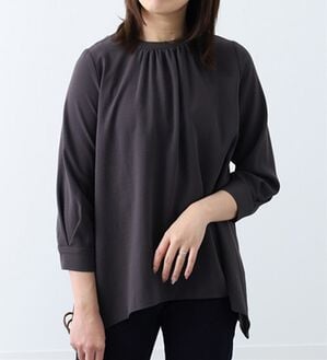 BELLUNA（ベルーナ）の「衿リブ使いブラウス（ブラウス）」｜チャコール