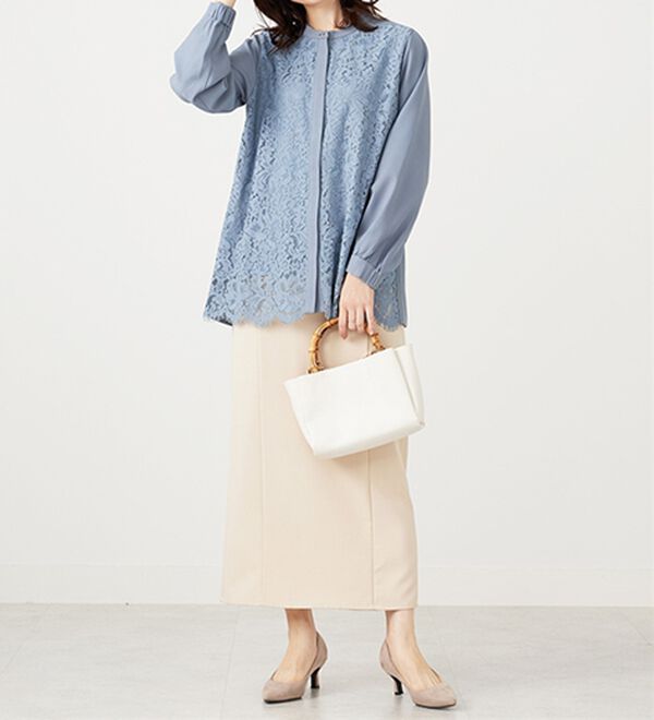 BELLUNA（ベルーナ）の「上品スカラップレース使いシャツチュニック（チュニック）」｜詳細画像