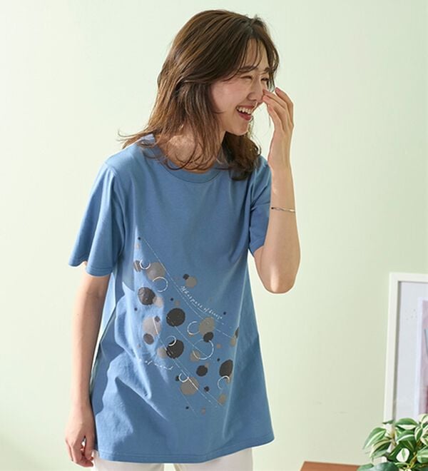 BELLUNA（ベルーナ）の「ひんやリッチコットン大人のおしゃれプリントチュニック（チュニック）」｜詳細画像