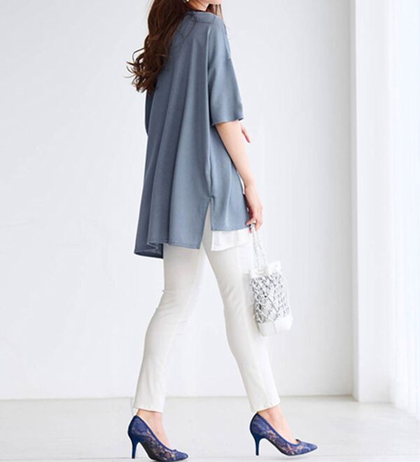 レイヤード風ニットソー半袖チュニック - ベルーナ【公式】