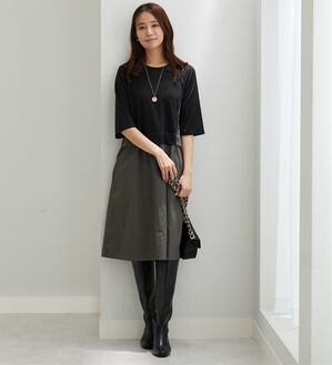 BELLUNA（ベルーナ）の「異素材切替ボタン使い配色ワンピース（その他ワンピース）」｜詳細画像