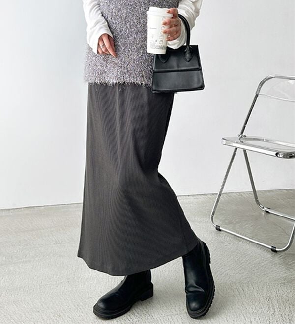 GeeRA（ジーラ）の「【着回し力◎】楽ちんすっきり見え！リブロングスカート（ロングスカート）」｜詳細画像