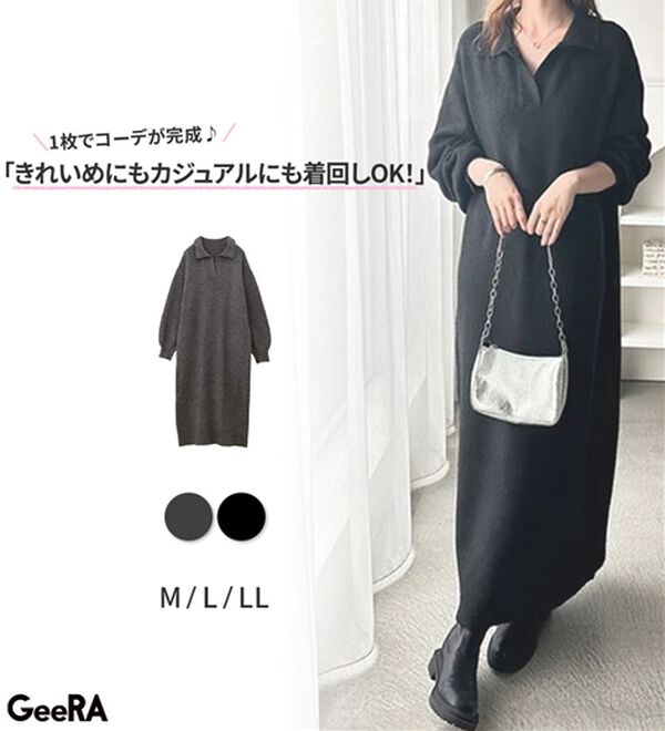 GeeRA（ジーラ）の「スキッパーゆるニットワンピース（ニットワンピース）」｜詳細画像