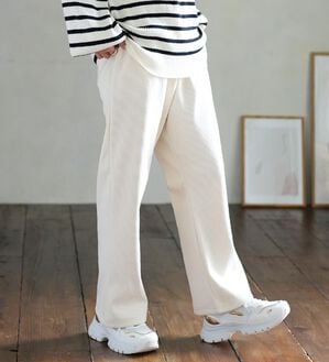 A HAPPY MARILYN（アハッピーマリリン）の「【選べる丈】裏フリースで家でも外でもあったか ふっくら コーデュロイ イージー ワイドパンツ（ワイドパンツ・ガウチョ）」｜詳細画像