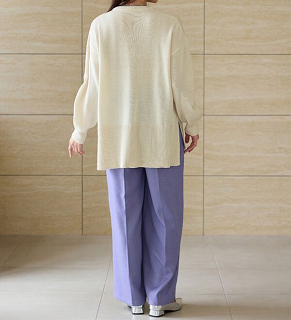 RANAN（ラナン）の「ワイドリブ使いカラーニットチュニック（ニット・セーター）」｜詳細画像