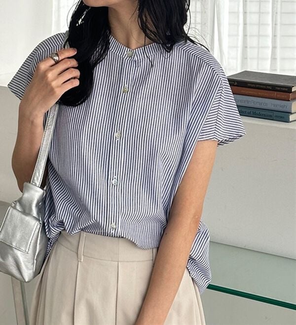 GeeRA（ジーラ）の「綿タッチフレンチスリーブブラウス（ブラウス）」｜詳細画像