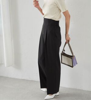 RANAN（ラナン）の「ハイウエストジップワイドパンツ（ワイドパンツ・ガウチョ）」｜ブラック