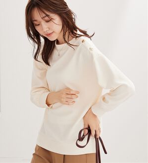 BELLUNA（ベルーナ）の「ジャカード素材肩ボタンプルオーバー（カットソー）」｜アイボリー