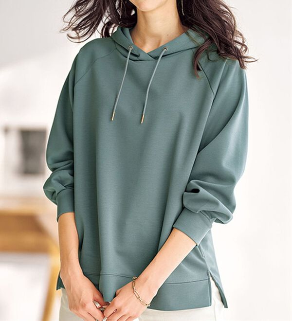 BELLUNA（ベルーナ）の「柔らかとろみ素材フードデザインパーカー（パーカー）」｜詳細画像