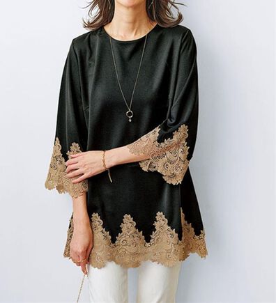 BELLUNA（ベルーナ）の「華やか配色ケミカルレース使いチュニック（チュニック）」