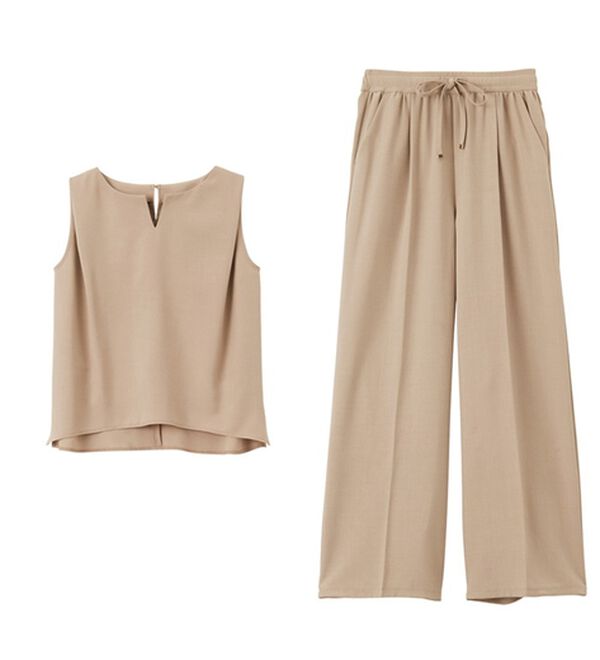 RANAN（ラナン）の「ひんやり！キーネックブラウス&times;パンツ（フルレングスパンツ）」｜詳細画像