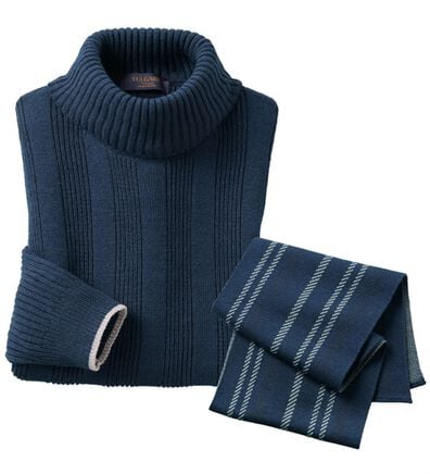 「洒脱な大人のストール付セーター（メンズニット・セーター）」