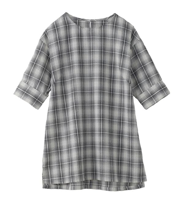 BELLUNA（ベルーナ）の「サッカー素材チェック柄チュニック（チュニック）」｜詳細画像