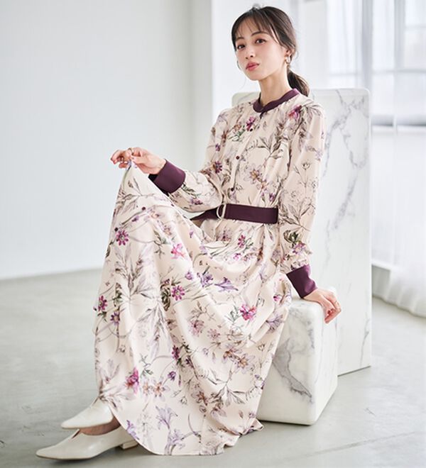 レトロフラワーシャツワンピース - ベルーナ【公式】